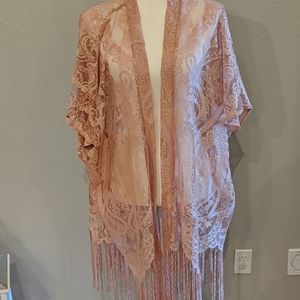 Rose gold lace kimono